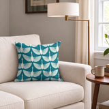 Egret of Joy in Teal — egret of joy print, in bright white on a deep petrol teal ground