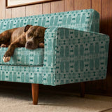 Art deco owls pattern in teal and cream with geometric floral elements
