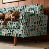 Rescued & Ready in Avocado — rescued & ready print, in avocado green and teal blocks with cream and black dogs
