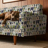 Rescued & Ready in Petal — rescued & ready print, in blush pink and slate blocks with cream and black dogs