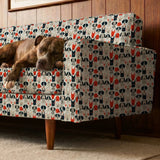 Good Dogs Club in Ruby — good dogs club print, in cream and black dogs with ruby red accents on a soft cream ground, small scale
