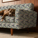 Rescued & Ready in Petal — rescued & ready print, in blush pink and slate blocks with cream and black dogs, small scale