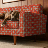 Square Mod in Fire — square mod print, in scorched coral red on oatmeal