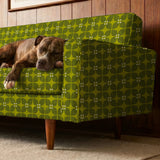 Square Mod in Avocado — square mod print, in tone-on-tone avocado and olive green