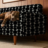 Atomic Bricks in Onyx — atomic bricks print, in dense onyx black with a white grid