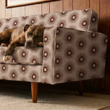 Retro Sunburst in Petal — retro sunburst print, in blush pink and warm peach around a soft dark center