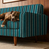 Mod Stripes in Pacific — mod stripes print, in deep petrol teal and pale blue on ivory