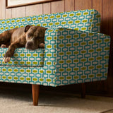 Mod Waves in Los Feliz — mod waves print, in chartreuse and gold pods on a turquoise ground