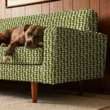 Atomic Stack in Olive — atomic stack print, in cream forms on a deep olive ground