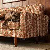 Atomic Stack in Persimmon — atomic stack print, in white forms on a warm persimmon orange ground