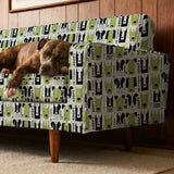 Adopt Me Mid Mod Dog in Avocado — adopt me mid mod dog print, in avocado green, black and cream on a warm bone ground