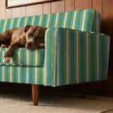 Mod Stripes in Teal — mod stripes print, in turquoise teal and chartreuse on ivory