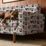 Adopt Me Mid Mod Dog in Petal — adopt me mid mod dog print, in blush pink, black and cream on a warm bone ground
