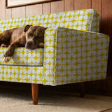 Square Mod in Yellow — square mod print, in chrome yellow with a pale center on bright white