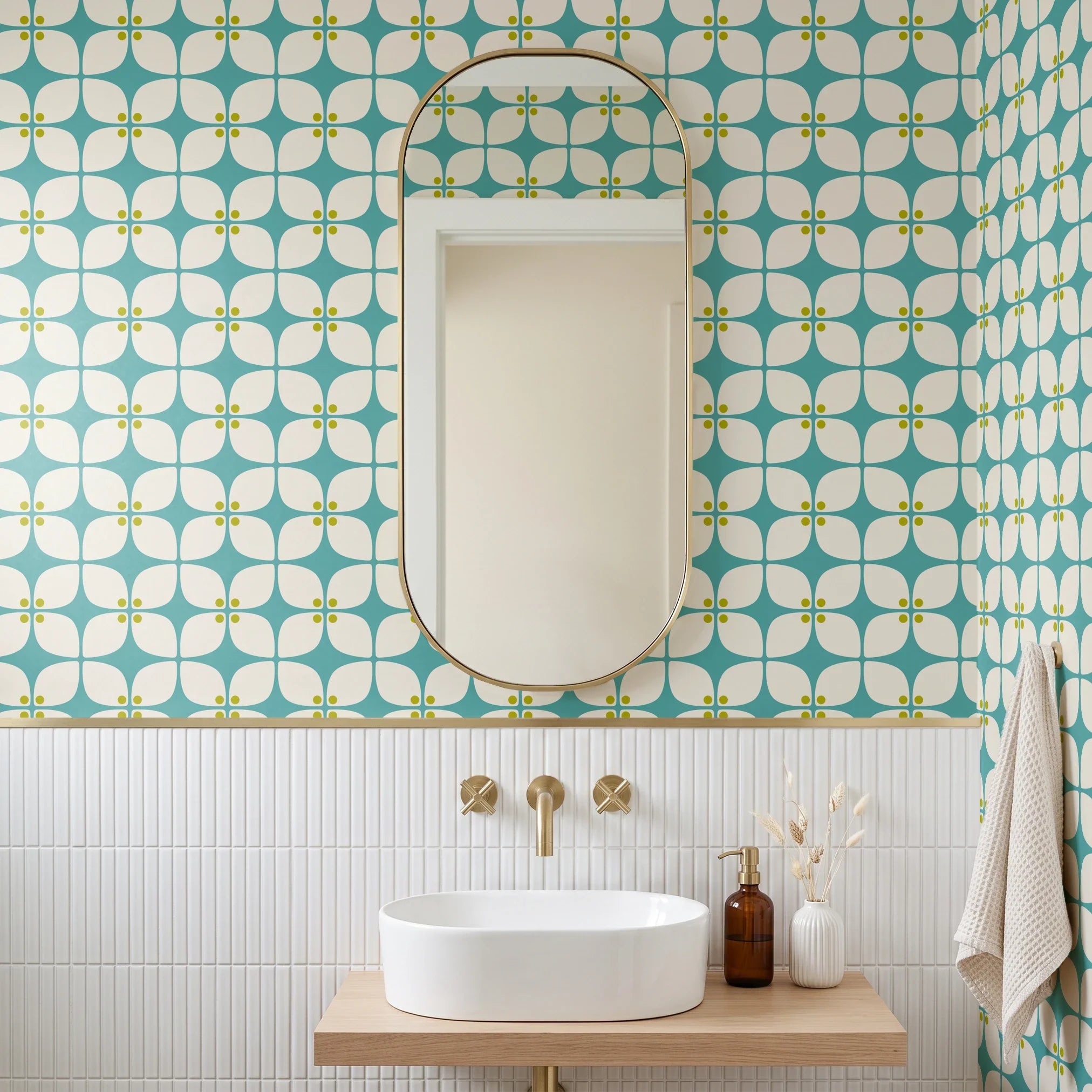 Square Mod, Teal Wallpaper