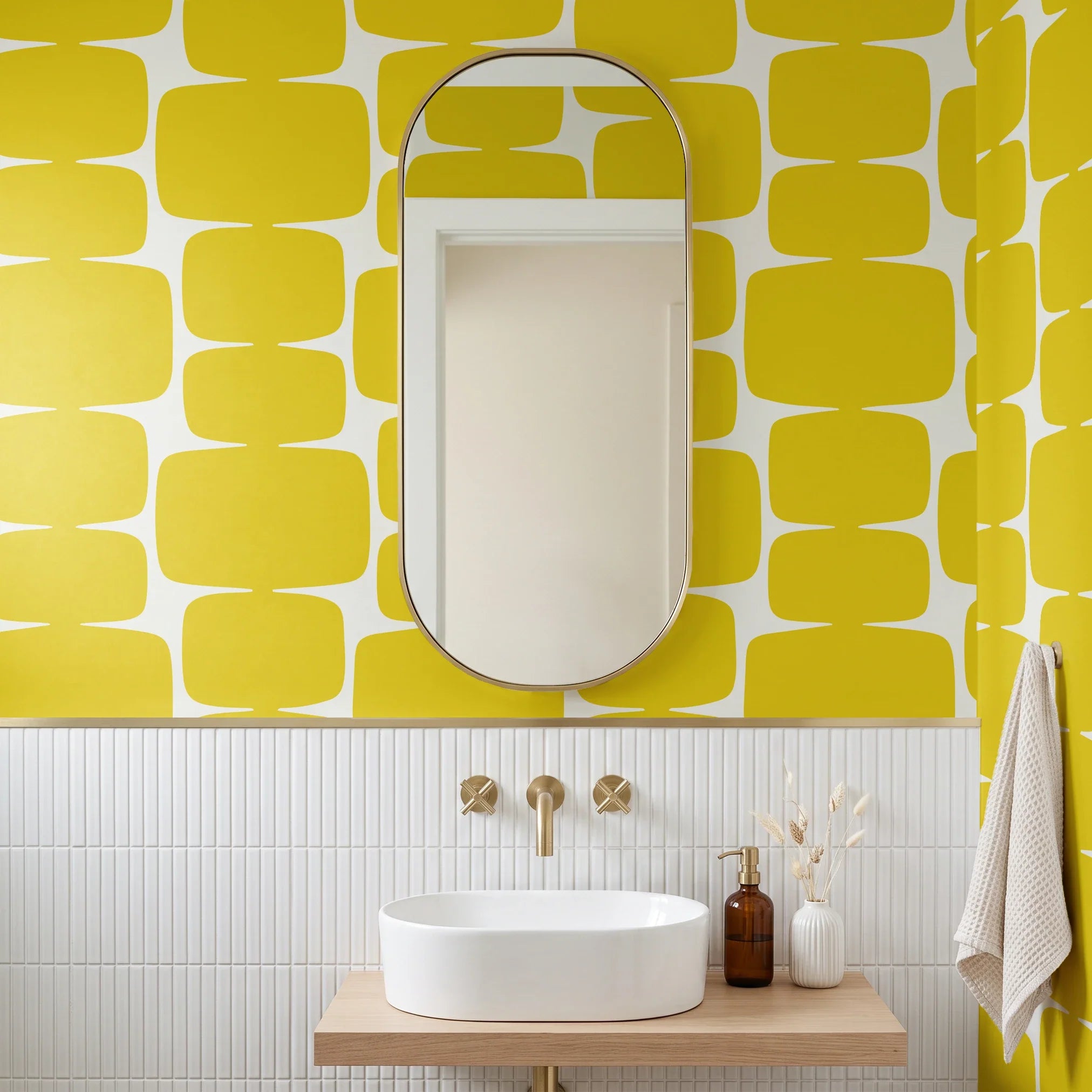 Atomic Bricks, Mustard Wallpaper