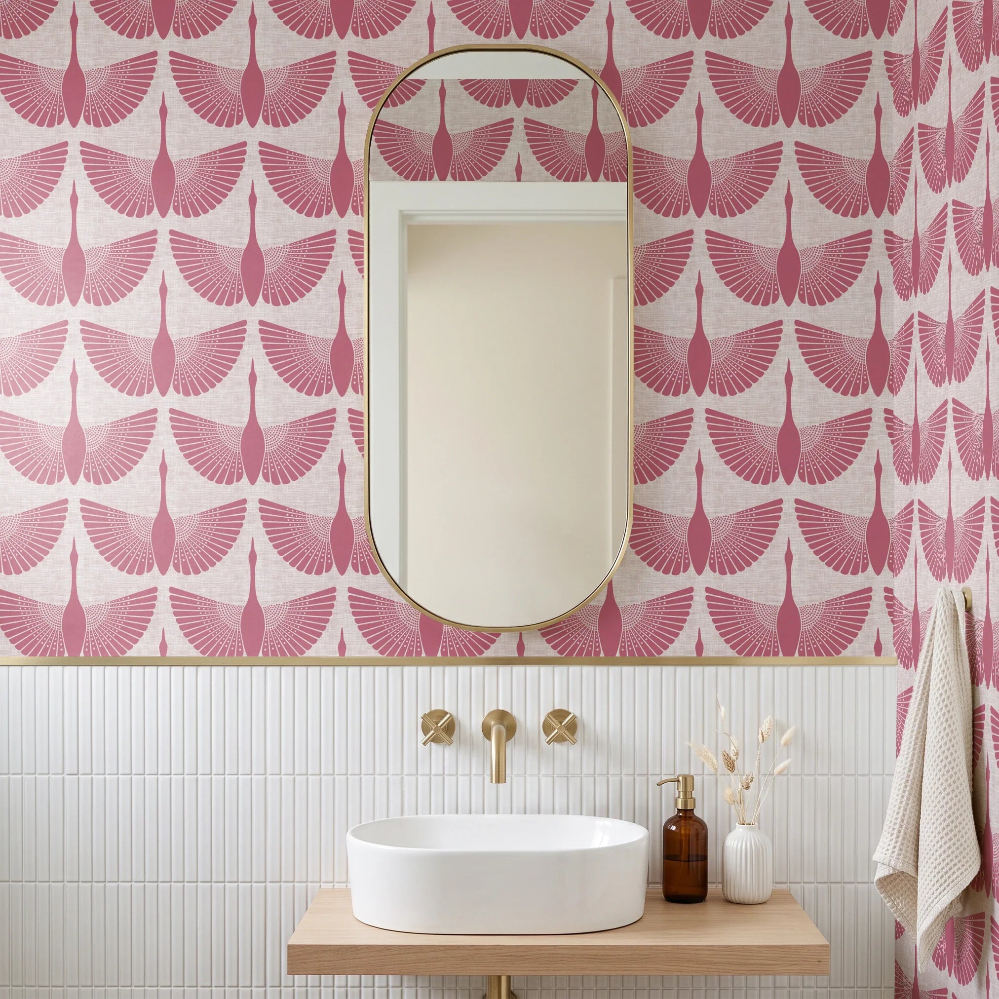 Egret of Joy, Dusty Rose Wallpaper