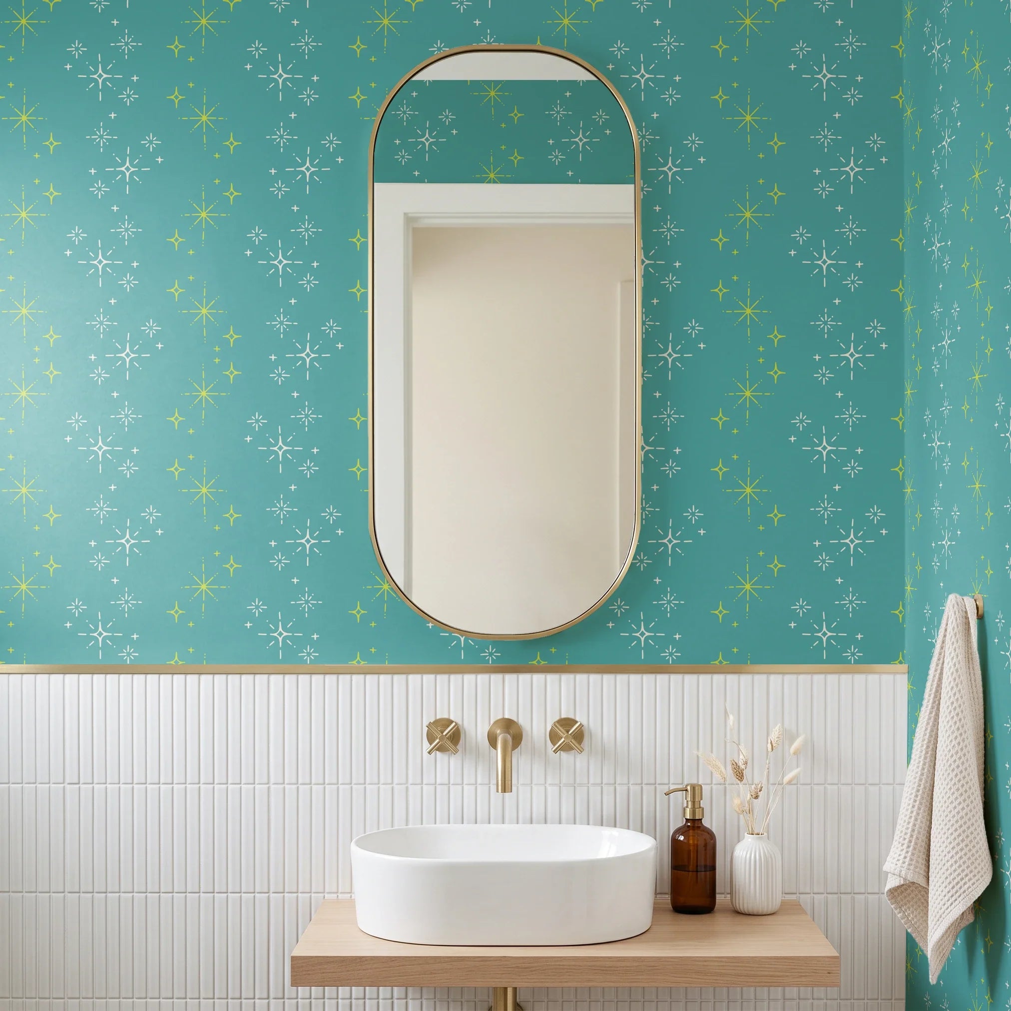 Retro Starburst, Lagoon Wallpaper