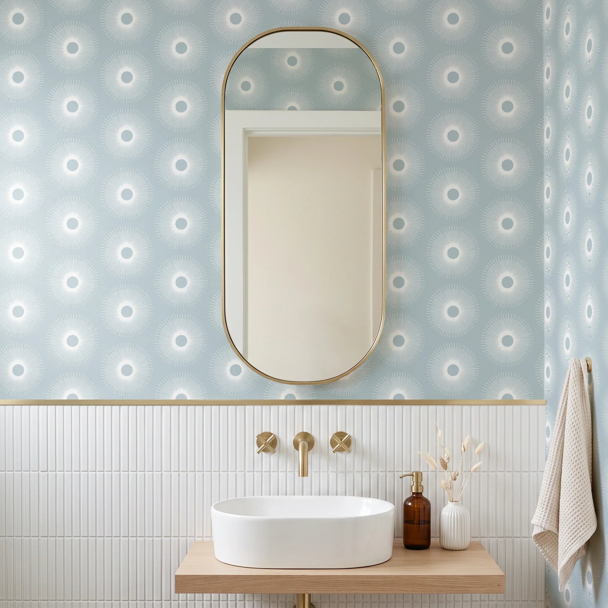 Retro Sunburst, Slate Wallpaper