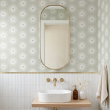 Retro Sunburst, Taupe Wallpaper