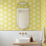 Retro Sunburst, Lemon Wallpaper