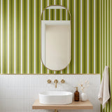 Mod Stripes, Avocado Wallpaper