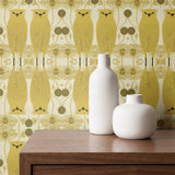Owl Assembly, Mustard Wallpaper