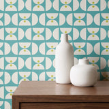 Geometric Martini Mod, Teal Wallpaper