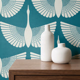Egret of Joy, Teal Wallpaper