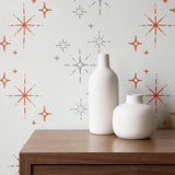 Retro Starburst, Ivory Wallpaper