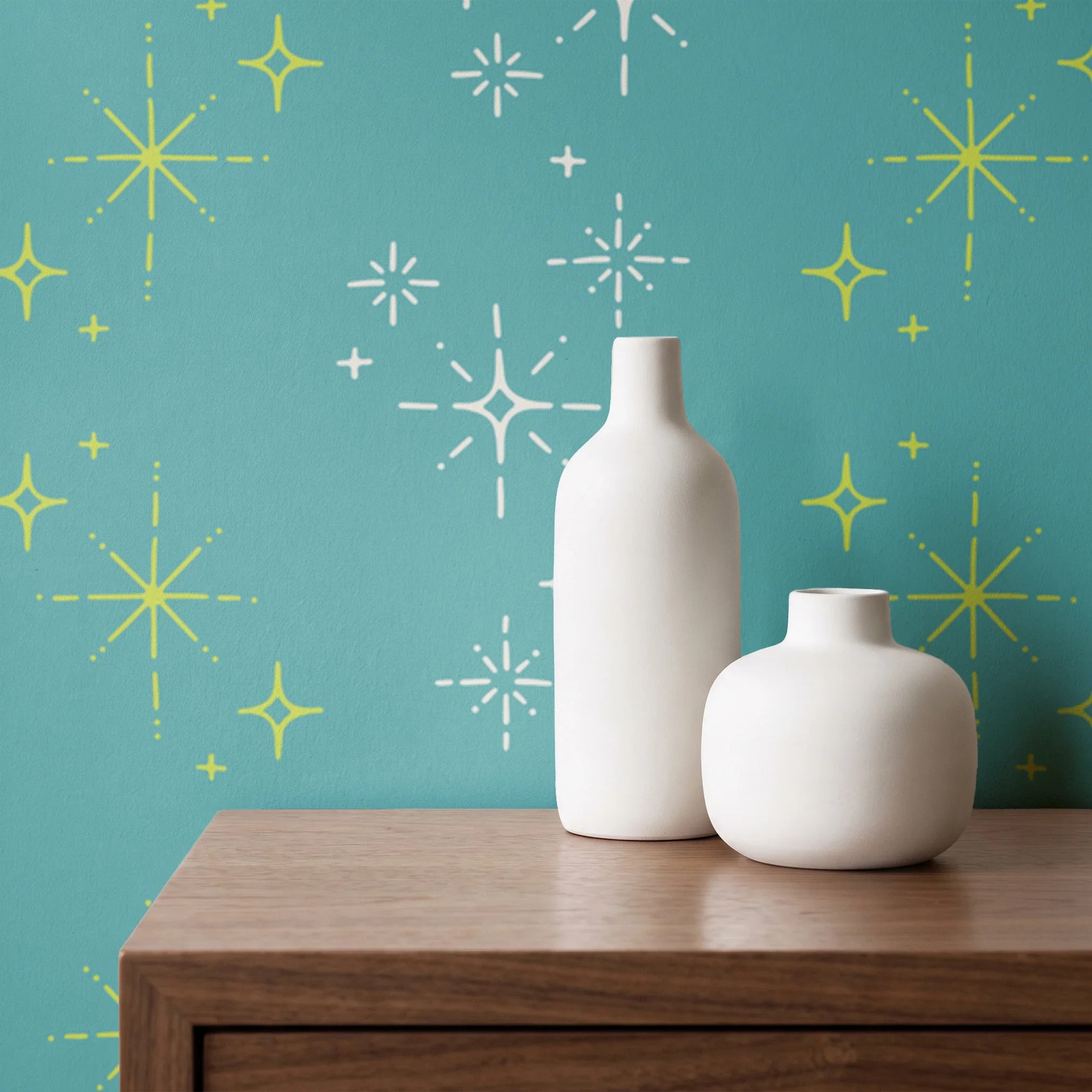 Retro Starburst, Lagoon Wallpaper