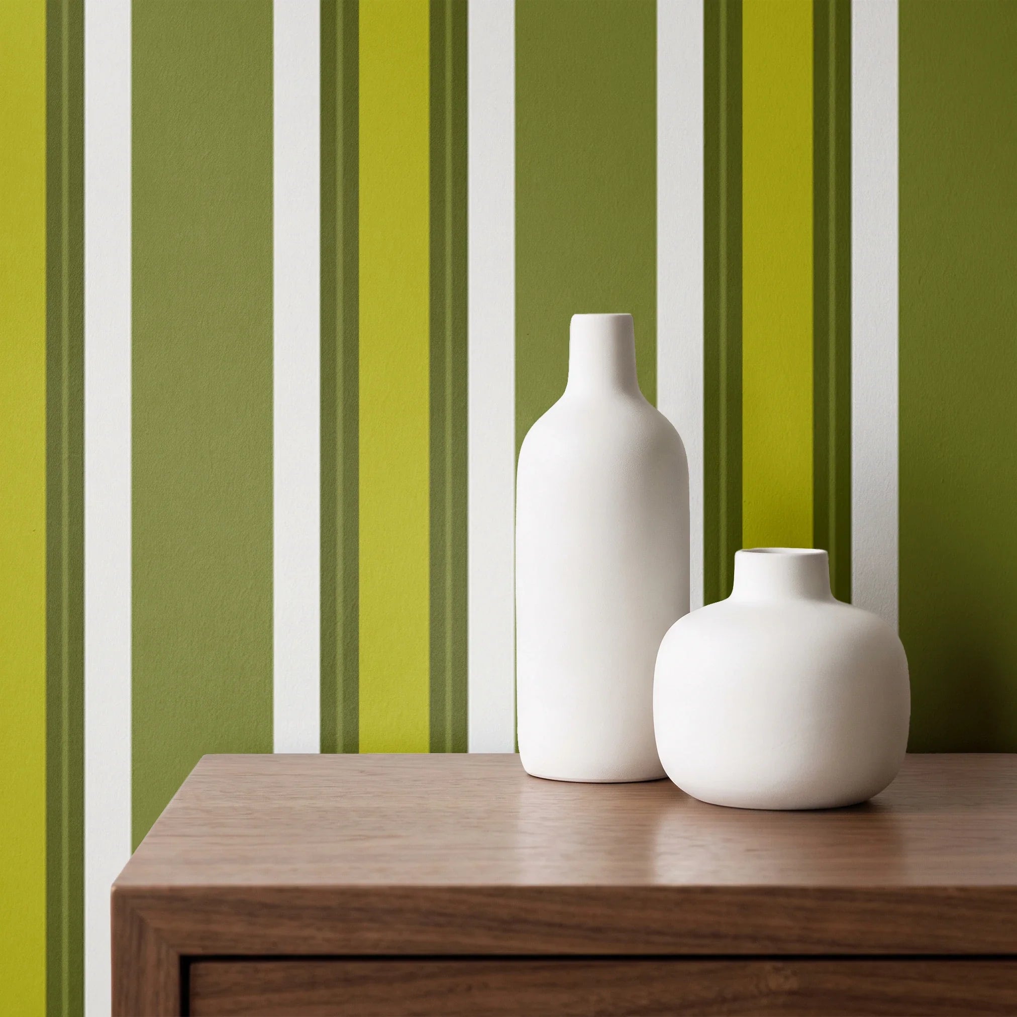 Offset Stripes, Avocado Wallpaper