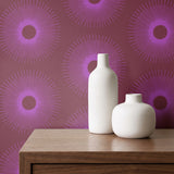 Retro Sunburst, Plum Wallpaper