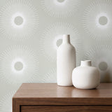 Retro Sunburst, Taupe Wallpaper