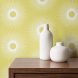 Retro Sunburst, Lemon Wallpaper