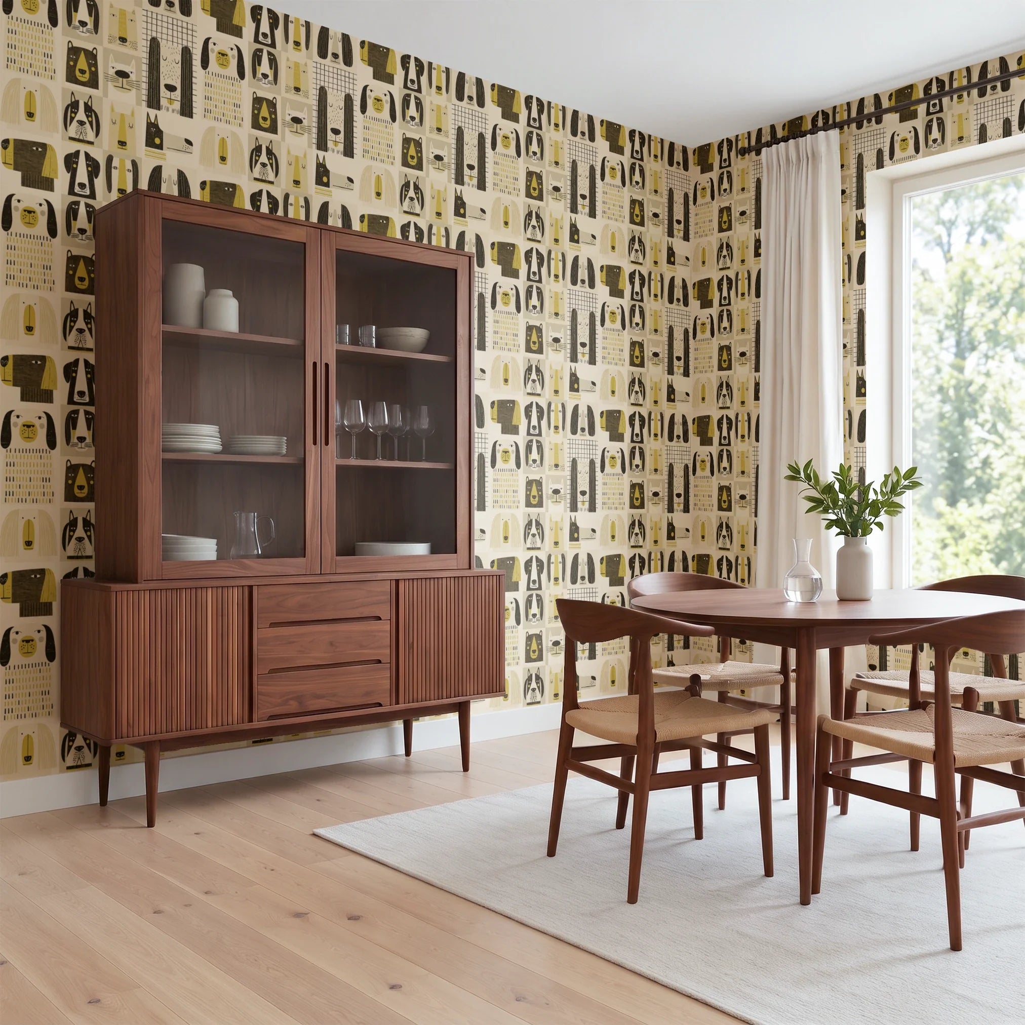 Good Pup Gathering, Birch Wallpaper