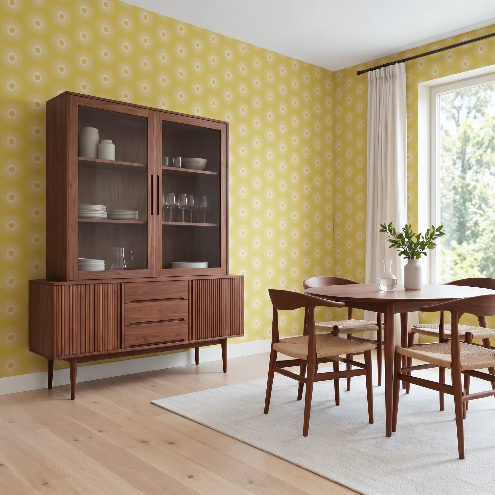 Retro Sunburst, Lemon Wallpaper