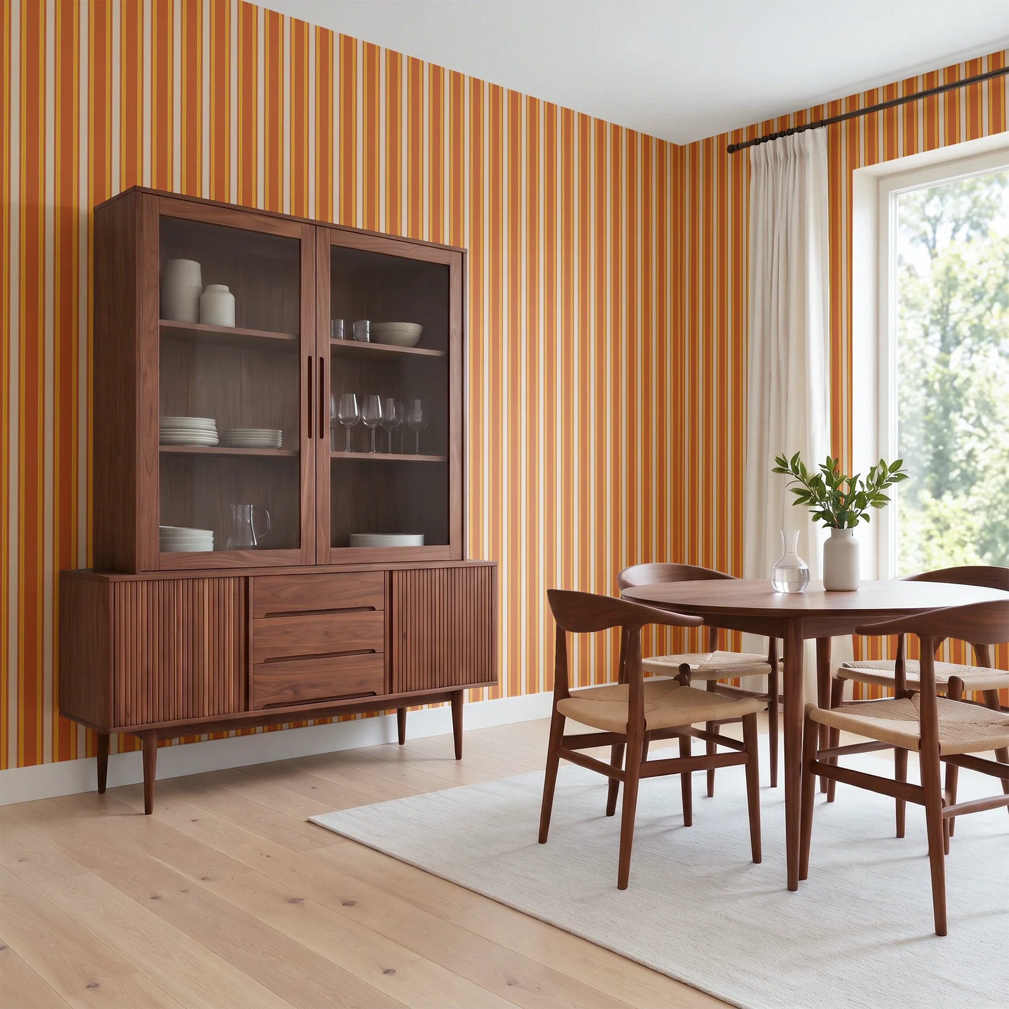 Mod Stripes, Orange Wallpaper
