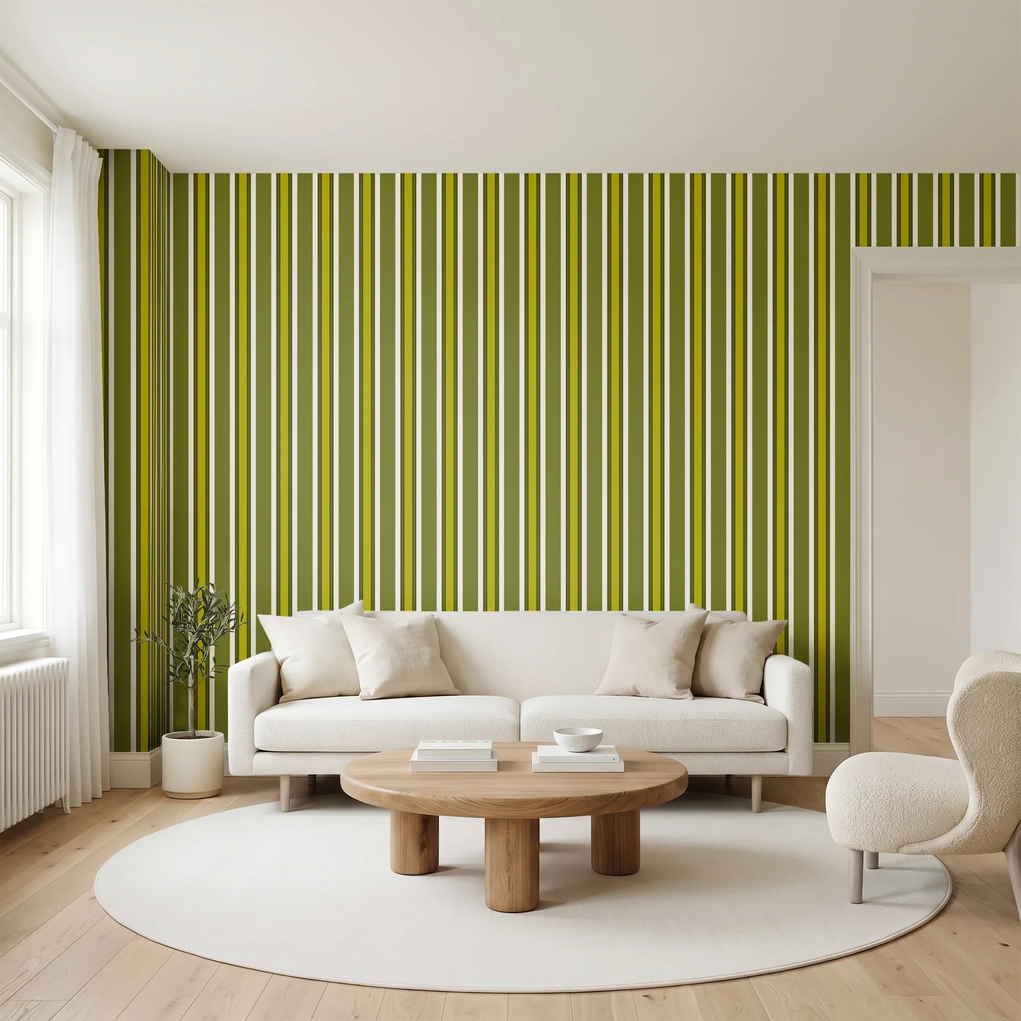 Offset Stripes, Avocado Wallpaper