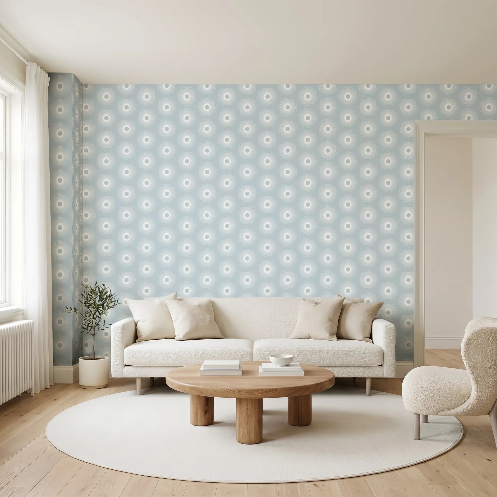 Retro Sunburst, Slate Wallpaper