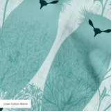 Art deco owls pattern in teal and cream with geometric floral elements