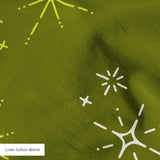 Retro Starburst in Avocado — retro starburst print, in cream and white stars on a deep avocado ground