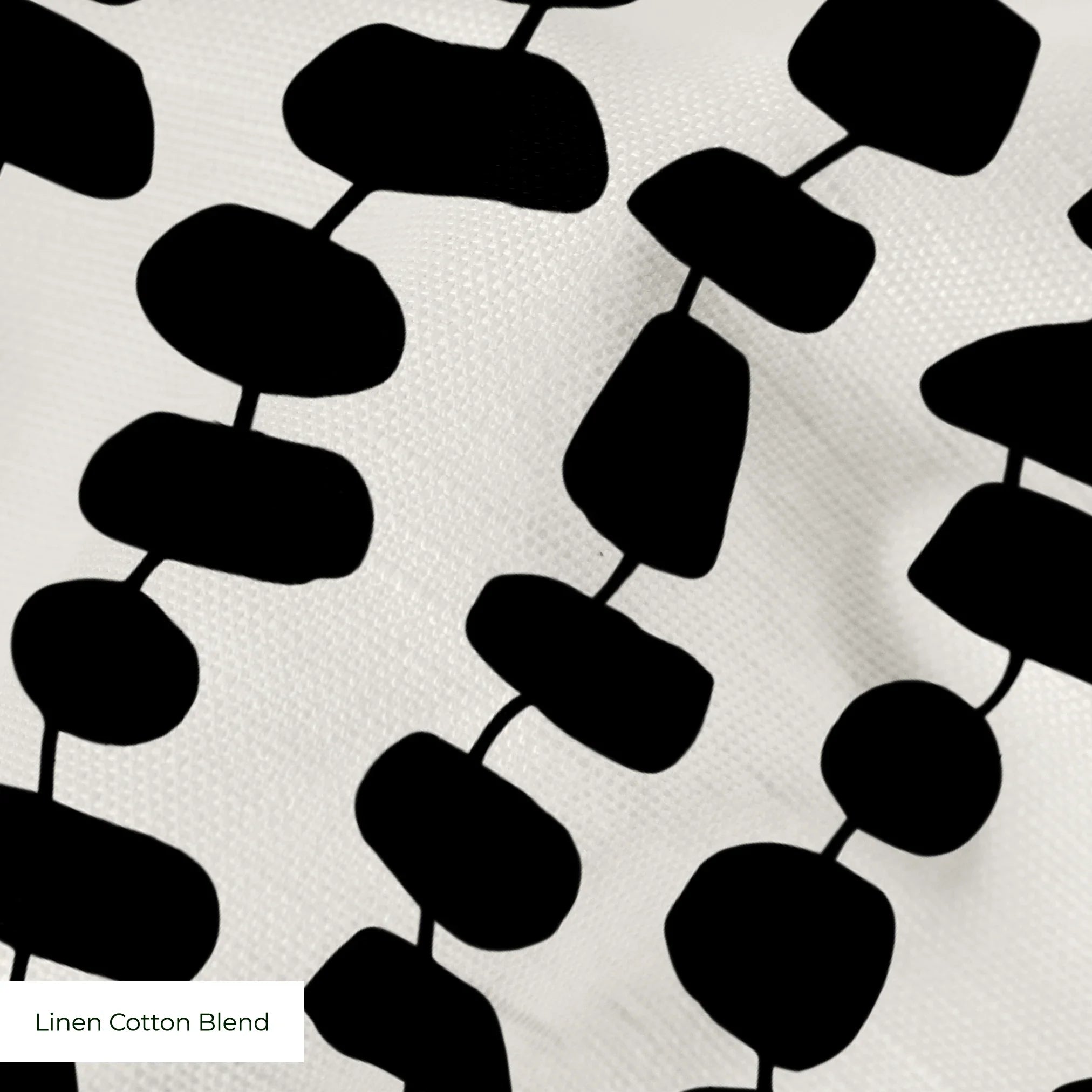 Atomic Stack in Ivory — atomic stack print, in black forms on a bright ivory ground, the reverse of the Ebony colorway