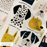 Good Dogs Club in Gold — good dogs club print, in cream and black dogs with golden mustard accents on a soft cream ground, small scale