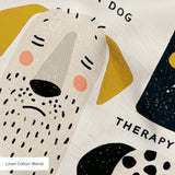 Good Dogs Club in Gold — good dogs club print, in cream and black dogs with golden mustard accents on a soft cream ground