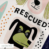 Rescued & Ready in Petal — rescued & ready print, in blush pink and slate blocks with cream and black dogs