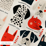 Good Dogs Club in Ruby — good dogs club print, in cream and black dogs with ruby red accents on a soft cream ground, small scale