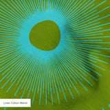Retro Sunburst in Green and Teal — retro sunburst print, in deep forest green shading into bright teal