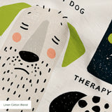 Good Dogs Club in Avocado — good dogs club print, in cream and black dogs with avocado green accents on a soft cream ground
