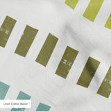 Measured Lines in Cooling Trend — measured lines print, moving through olive, teal, deep navy and pale ice blue